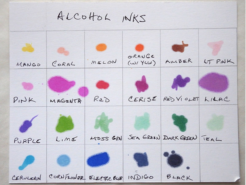 Adirondack Alcohol Ink Color Chart