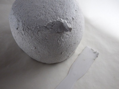 patching  and feathering papier maché clay balloon bowl
