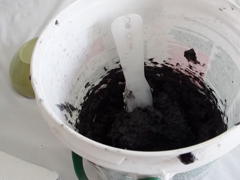 Black papier maché clay mixture