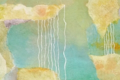 By a Thread (Celadon series) - Acrylic paint & marker, collage 12x12"