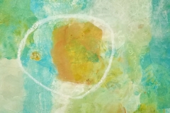 Eclipsed by Immediacy (Celadon series) - Acrylic paint, collage, Marabu marker 12x12"